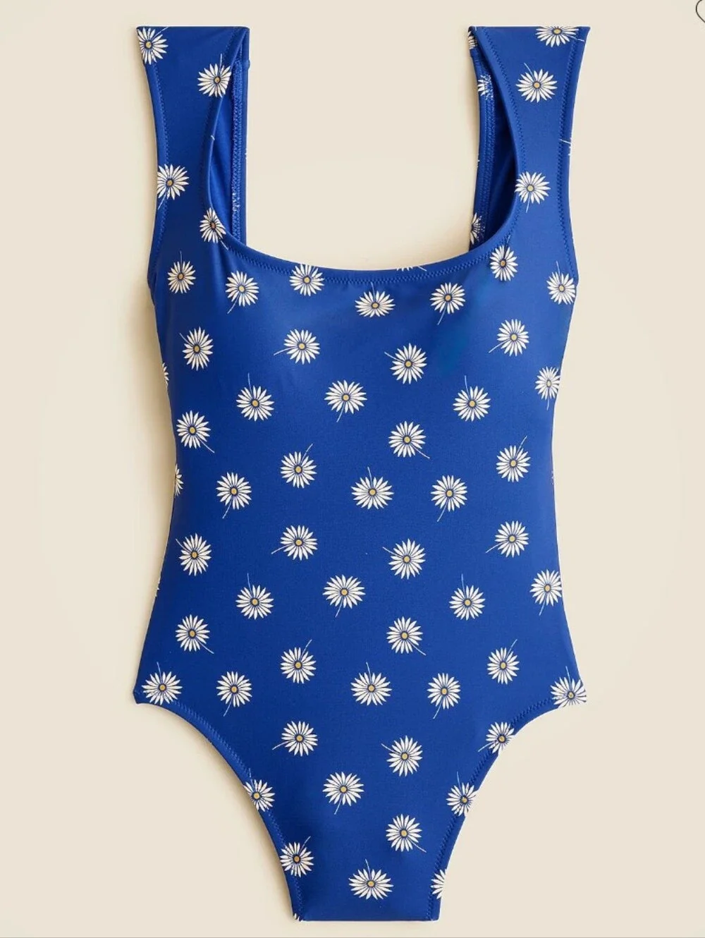 J Crew Cap-sleeve one-piece swimsuit in daisy print CQ427 Size 2 NEW!